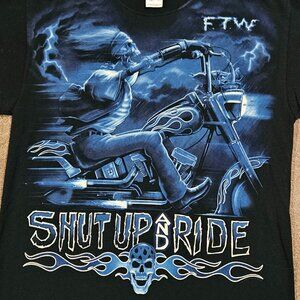 Liquid Blue FTW Shut Up and Ride Skeleton T-Shirt, SZ L